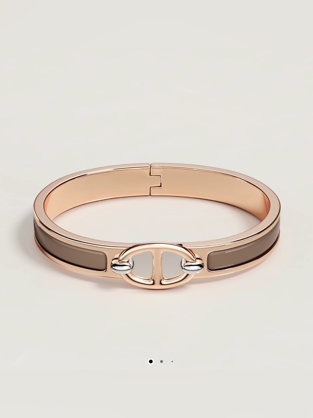 Hermes Rose Gold and Beige Enamel Chaine d'Ancre Bracelet